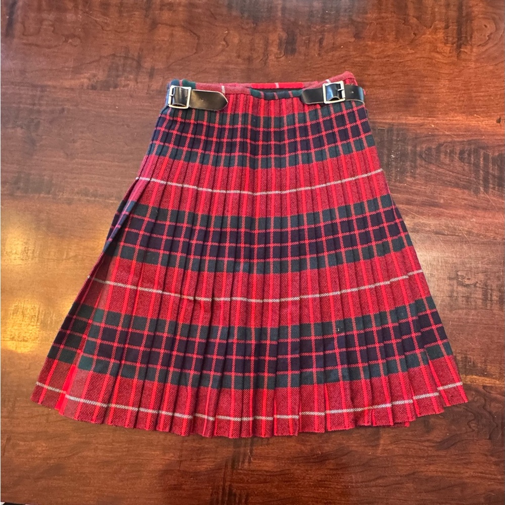 Heavy Wool Red Plaid Skirt
